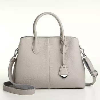 Сумка женская тоут TEXTURA на молнии, 291123 см, однотонная, светло-серая