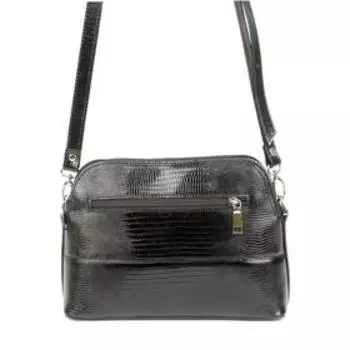 Сумка женская, нат.кожа, молния, черный ящер