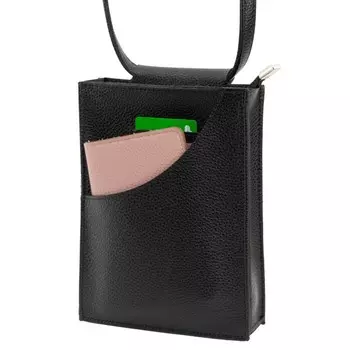 Сумка женская, натуральная кожа, черный 20х4х15 см