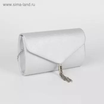 Сумка женская, отдел на клапане, длинная цепь, цвет серебро