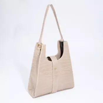 Сумка женская, отдел на клапане, длинный ремень, цвет бежевый