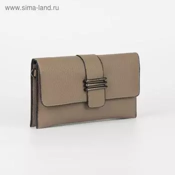 Сумка-клатч на клапане, длинный ремень, цвет коричневый