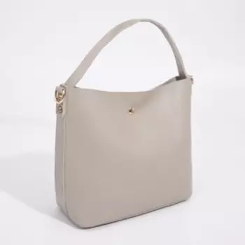 Сумка-тоут на кнопке, длинный ремень, цвет серый