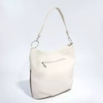 Сумка женская, отдел на молнии, 3 наружных кармана, длинный ремень, цвет бежевый