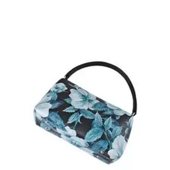 Сумка женская, отдел на молнии, черно/голубой 25х10х14см