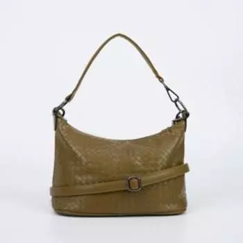 Сумка женская, отдел на молнии, длинный ремень, наружный карман, цвет хаки