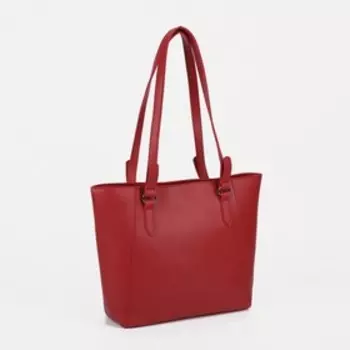 Сумка женская тоут на молнии, наружный карман, цвет бордовый