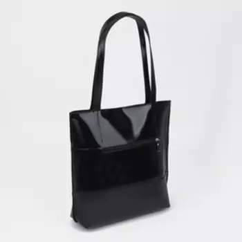 Сумка женская, отдел на молнии, наружный карман, цвет чёрный