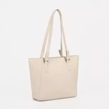 Сумка-тоут на молнии, наружный карман, цвет молочный