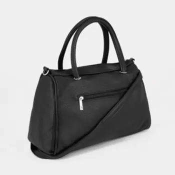 Сумка женская, отдел на молнии, наружный карман, длинный ремень, цвет чёрный