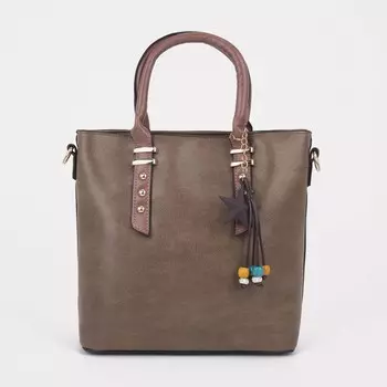 Сумка женская, отдел на молнии, наружный карман, длинный ремень, цвет хаки