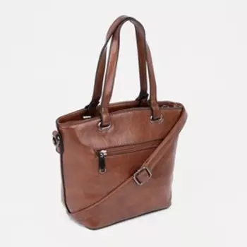 Сумка женская, отдел на молнии, наружный карман, длинный ремень, цвет коричневый