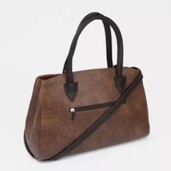 Сумка женская, отдел на молнии, наружный карман, длинный ремень, цвет рыжий