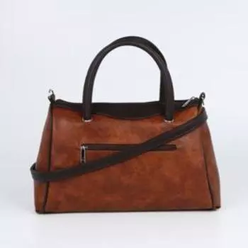 Сумка женская, отдел на молнии, наружный карман, длинный ремень, цвет рыжий