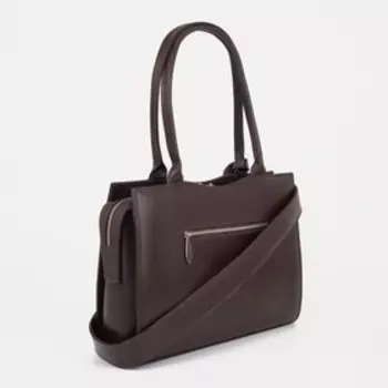 Сумка женская, отдел на молнии, наружный карман, длинный ремень, цвет тёмно-коричневый