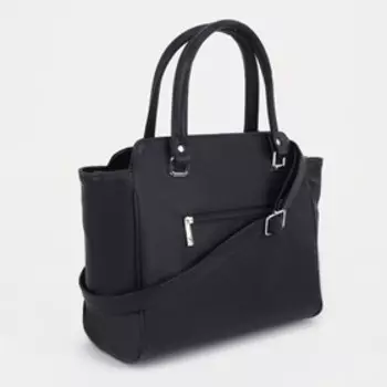 Сумка женская, отдел на молнии, наружный карман, регулируемый ремень, цвет чёрный