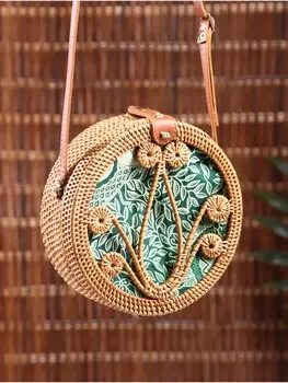 Сумка женская через плечо плетёная «Капля», 20670 см, ротанг, зелёная