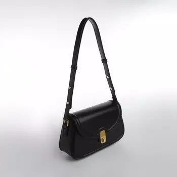 Сумка женская мессенджер TEXTURA на клапане, 23613 см, чёрная