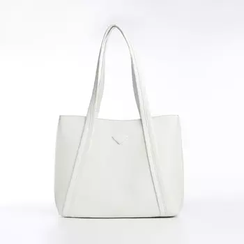 Сумка женская тоут на молнии, 301026 см, однотонная, белая