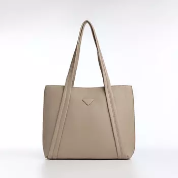 Сумка женская тоут на молнии, 301026 см, однотонная, бежевая