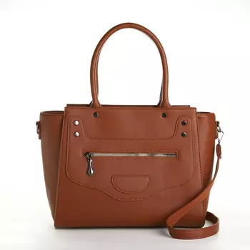 Сумка женская тоут на молнии, 321425 см, однотонная, рыжая