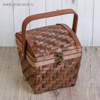 Сундук-шкатулка для подарков «Плетёнка», с замком, 161625 см, шпон