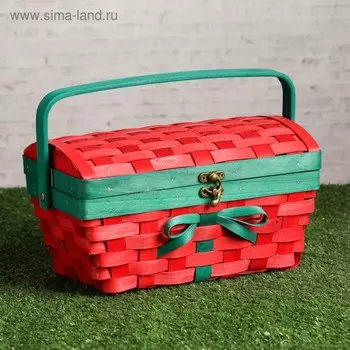 Сундук-шкатулка для подарков «Рождественский», с ручкой, замком, 271621 см, шпон