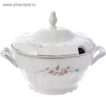 Супница Bernadotte, декор «Бледные розы, отводка платина», 2.5 л