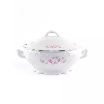 Супница Cmielow Rococo «Бледные розы, отводка платина», 2.7 л