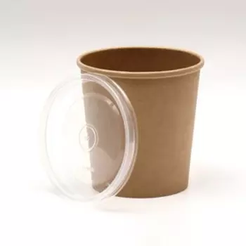 Супница крафт, с пластиковой крышкой, 450 мл