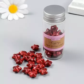 Сургуч в гранулах в баночке "Звёздочки" красное золото перламутр 16 гр 7х3х3 см