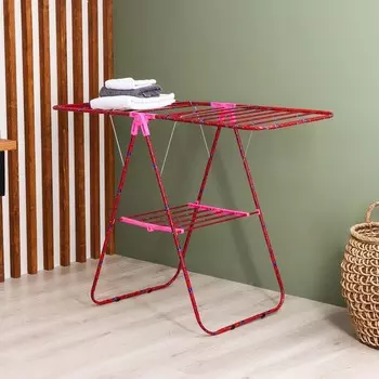 Сушилка для белья напольная складная, 130×60×100 см, рабочая длина 10 м, окрашенная, цвет МИКС