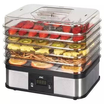Сушилка для овощей и фруктов jvc JK-FD750, 245 Вт, 6 уровней, серебристо-чёрная