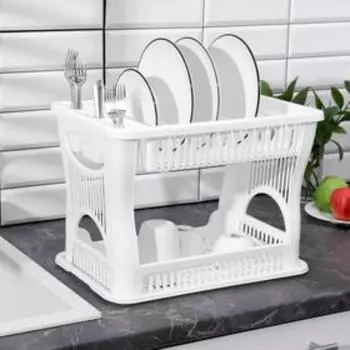 Сушилка для посуды 2-х ярусная, 422732 см, цвет белый