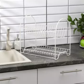 Сушилка для посуды 2-х ярусная «Люкс», 402435 см, цвет белый