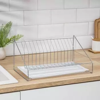 Сушилка для посуды с поддоном, 3817,523,5 см, цвет хром