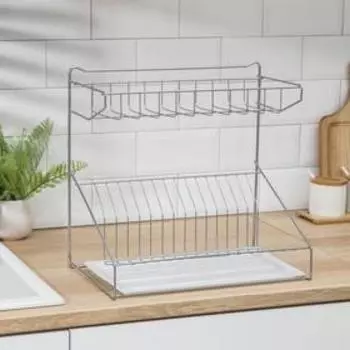 Сушилка для посуды с поддоном, 382438 см, хром