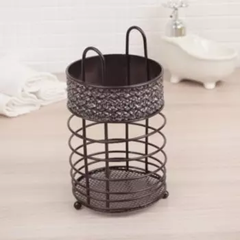 Сушилка для столовых приборов Доляна «Плетёнка», 11×11×20 см, цвет коричневый