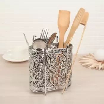 Сушилка для столовых приборов подвесная Доляна, d=2 см, 15,4×8×19 см, цвет хром