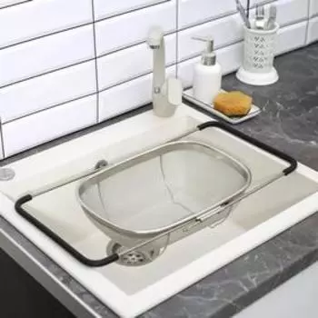 Дуршлаг - сито с ручками Доляна, на раковину, раздвижной, 3423.510 см