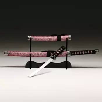 Макет оружия «Сувенирные катаны на подставке 2в1. Змея бордо», подарочный набор, ножны кожзам, 47 см; 71 см