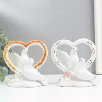 Сувенир "2 голубка у сердца" МИКС 12,5х12,5х7,5 см