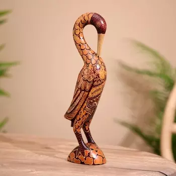 Сувенир "Аист" батик, дерево 30 см