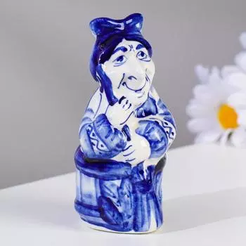 Сувенир гжель «Баба Яга», бело-синий,керамика, 126 см,