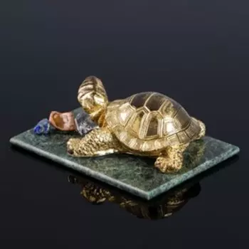Сувенир "Черепаха", 7х10х4 см, змеевик, гипс, минералы