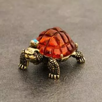 Сувенир "Черепаха Тортилла", латунь, янтарь, 2,0х2,3х3,3 см