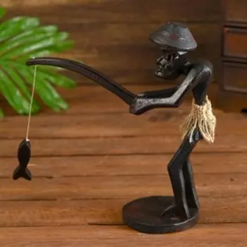 Сувенир «Абориген-рыбак», высота 22 см, дерево