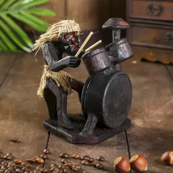 Сувенир «Абориген с барабанной установкой», 15 см, дерево