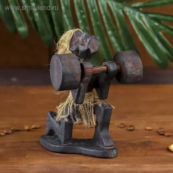 Сувенир дерево "Абориген-штангист" 19 см