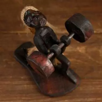 Сувенир «Абориген-штангист», 101119 см, дерево